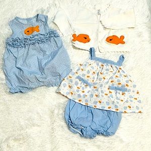 Gymboree Baby Girl Little Goldfish 6-12 Months 4 piece outfit